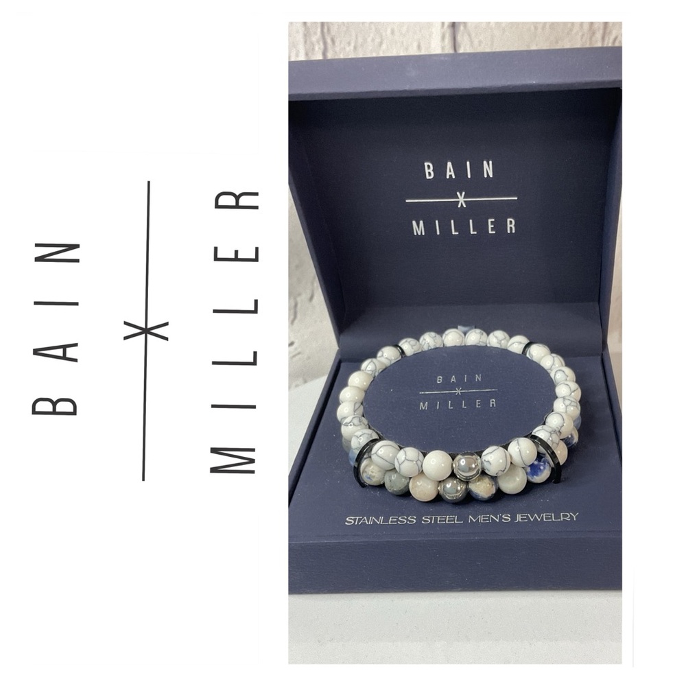 🌟 Bain X Miller White Howlite Beaded Bracelet Set